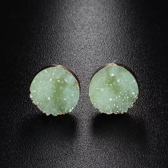 Jewelry - 🍏Green Druzy Round Stud Earrings